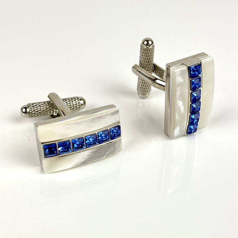 Large Rectangular Sapphire Swarovski Crystal Cufflinks Media 1 of 3