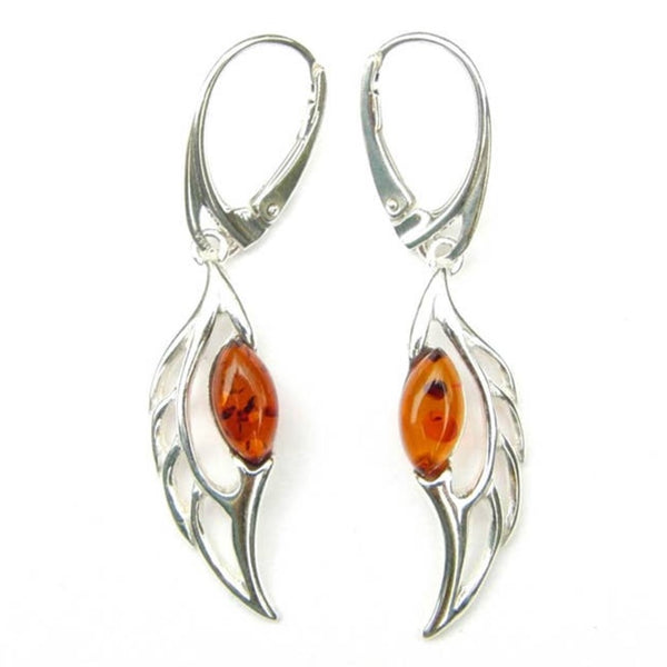 Large AmLarge Amber Angel Wing Earrings Media 2 of 4