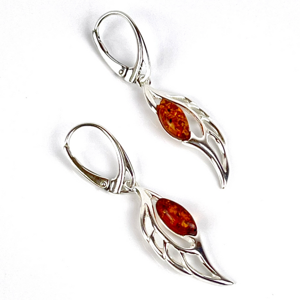 Large Amber Angel Wing Earrings Media 1 of 4