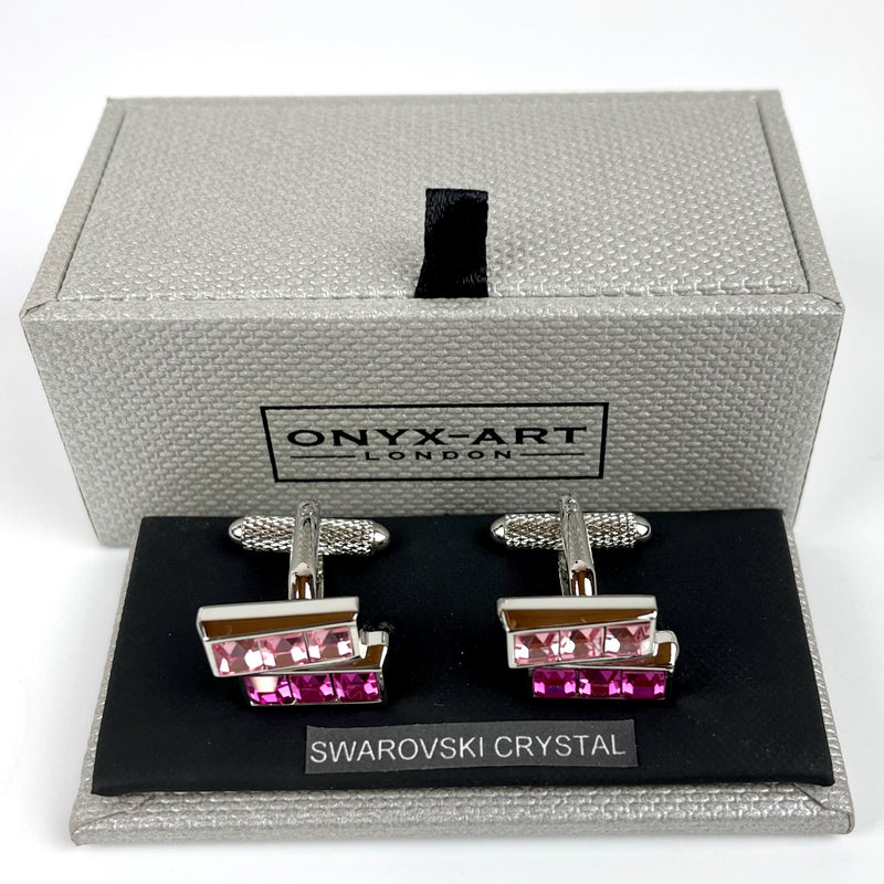 Rectangular Fuchsia Swarovski Crystal Cufflinks 3