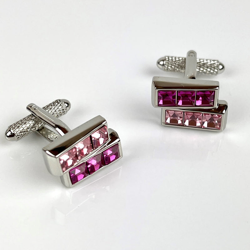 Rectangular Fuchsia Swarovski Crystal Cufflinks