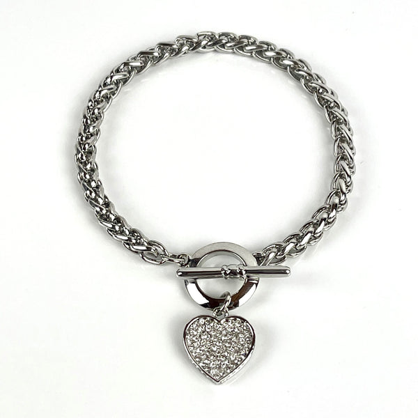 Rhodium Plated Heart Crystal Bracelet Media 2 of 3