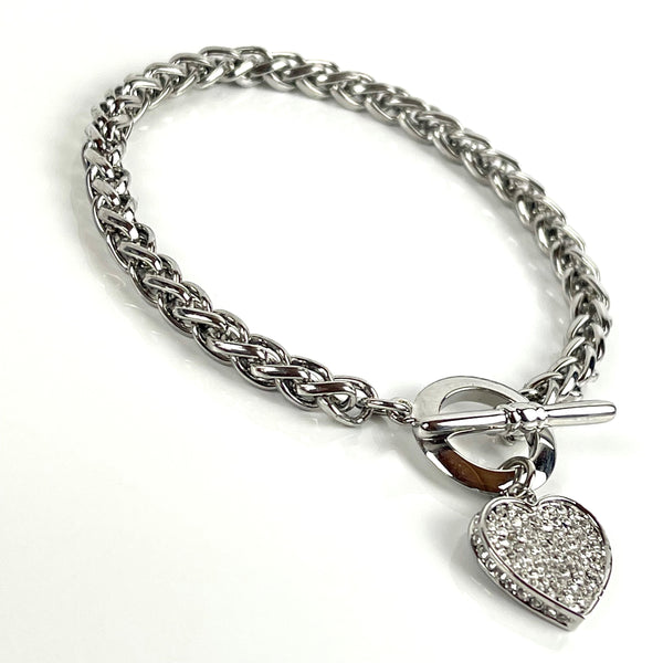 Rhodium Plated Heart Crystal Bracelet Media 1 of 3