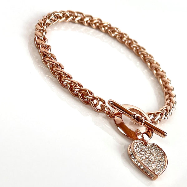 Rose Gold Plated Heart Crystal Bracelet Media 1 of 3