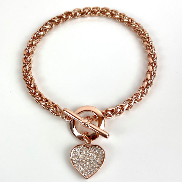 Rose Gold Plated Heart Crystal Bracelet Media 2 of 3