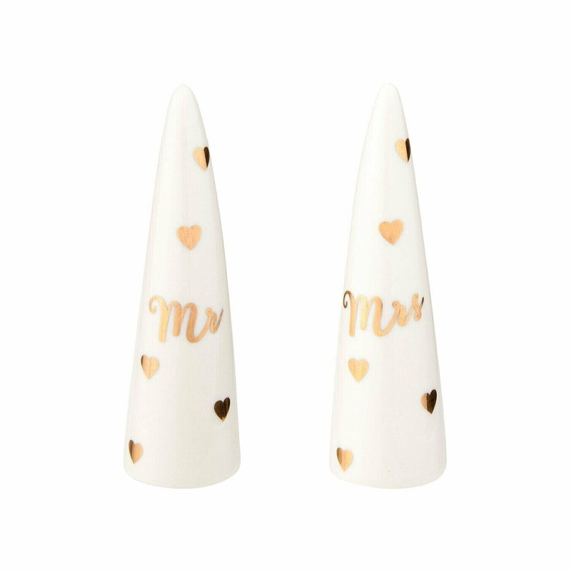 Sass & Belle Porcelain Mr & Mrs Ring Cones Media 1 of 2