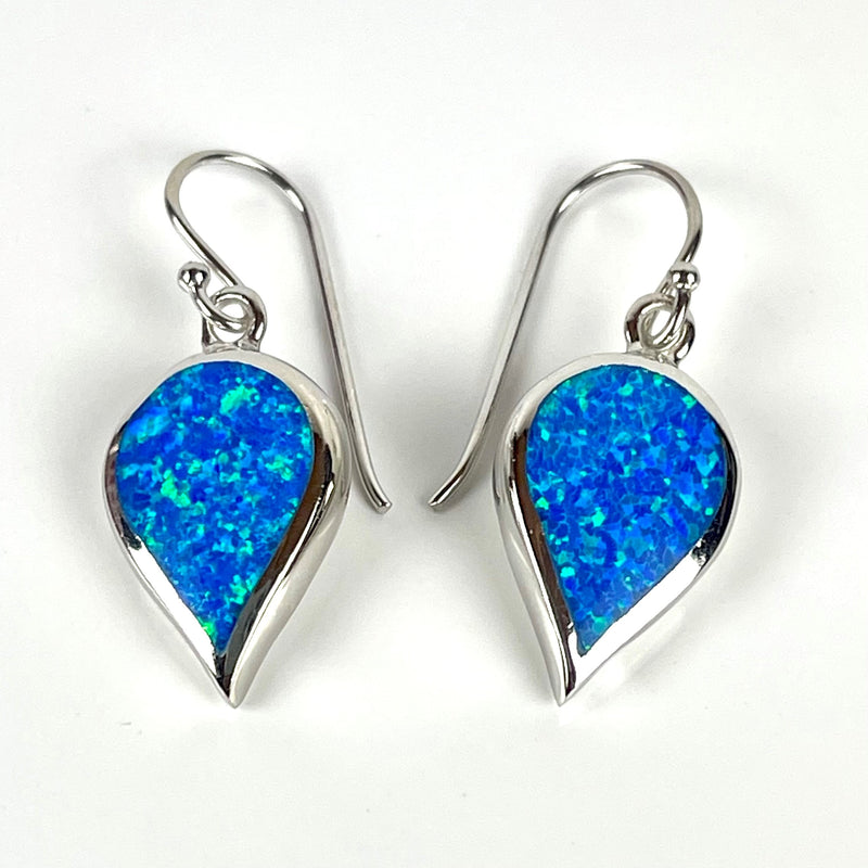 Blue Opal Large Inverted Teardrop Earrings Media 2 of 3