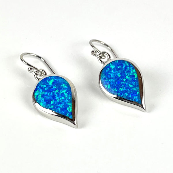 Blue Opal Large Inverted Teardrop Earrings Media 1 of 3