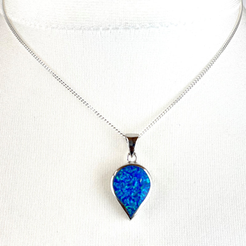Blue Opal Large Inverted Teardrop Necklace Media 2 of 4