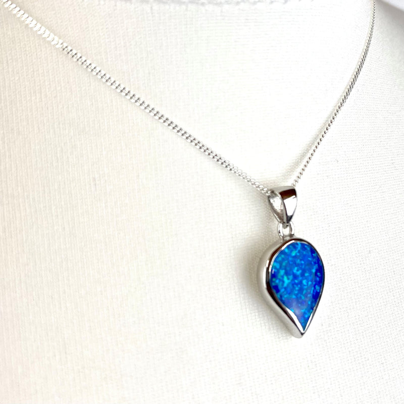 Blue Opal Large Inverted Teardrop Necklace Media 3 of 4