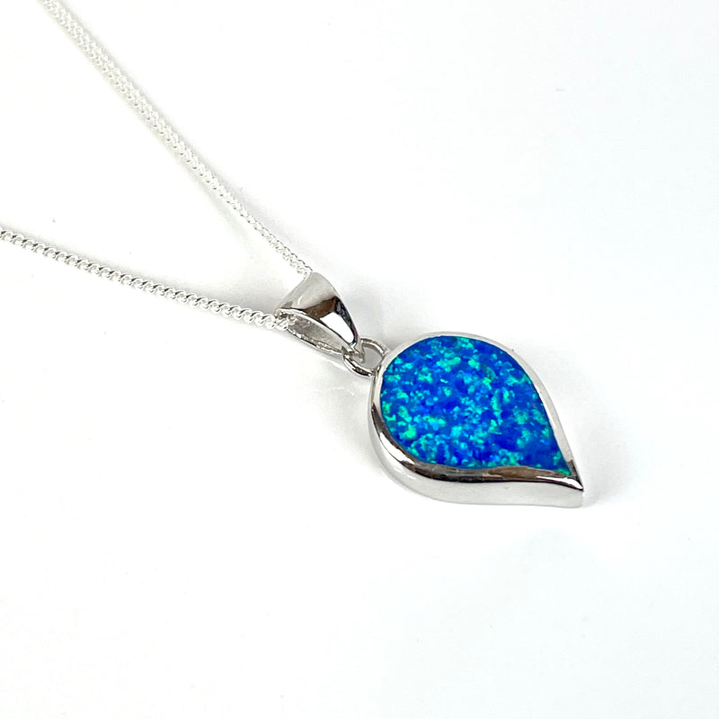 Blue Opal Large Inverted Teardrop Necklace Media 1 of 4