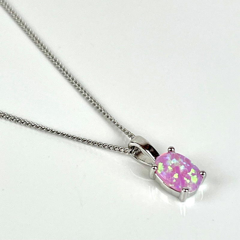 Pink Opal - Oval Pendant Necklace Media 2 of 5