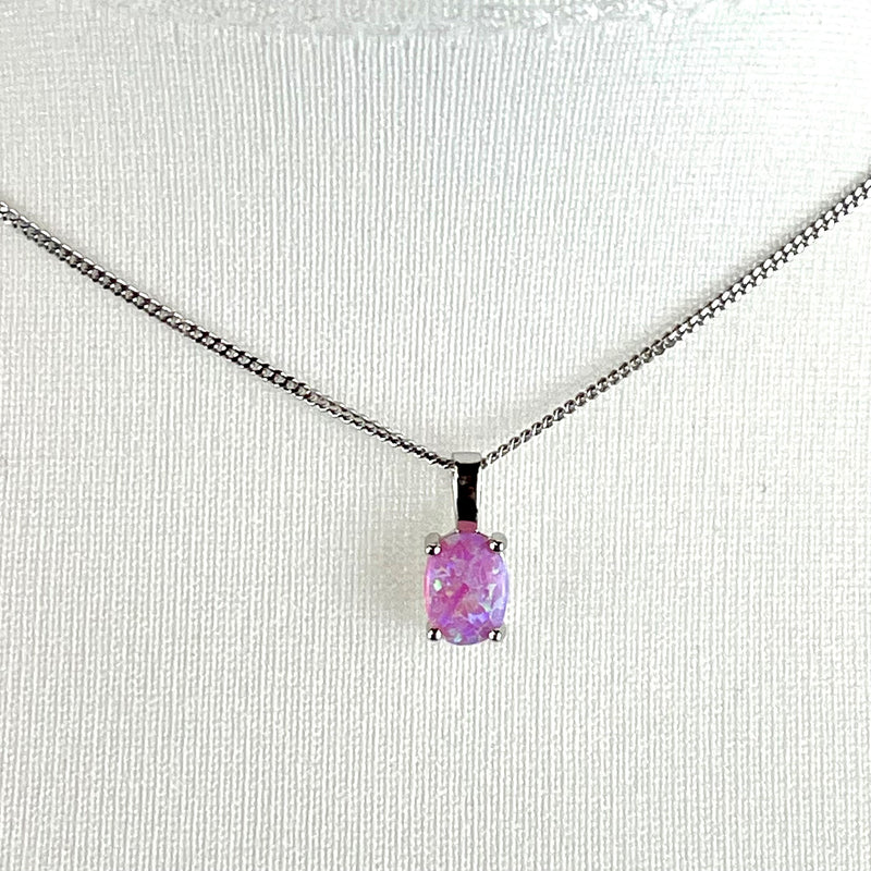 Pink Opal - Oval Pendant Necklace Media 3 of 5