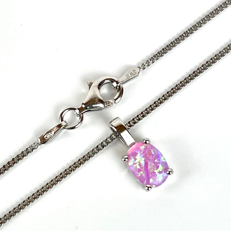 Pink Opal - Oval Pendant Necklace Media 1 of 5