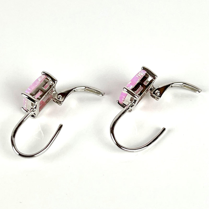 Pink Opal Square Hoop Earrings Media 3 of 4