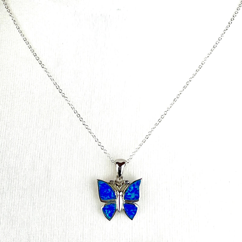 Blue Opal Butterfly Necklace Media 2 of 5