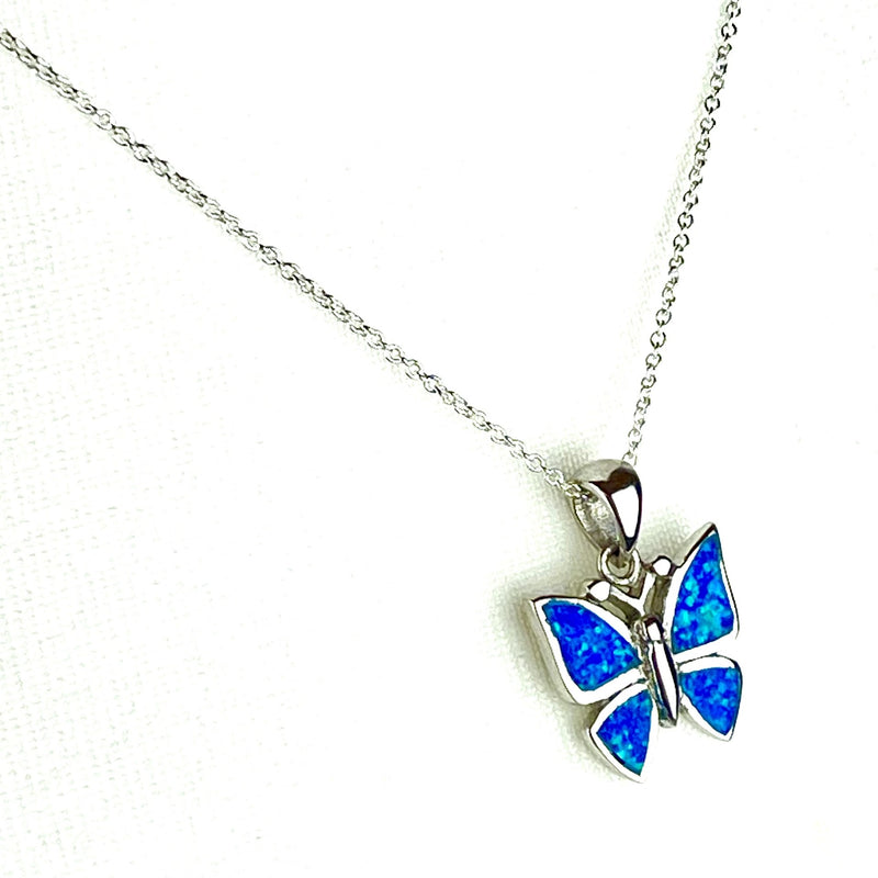 Blue Opal Butterfly Necklace Media 3 of 5