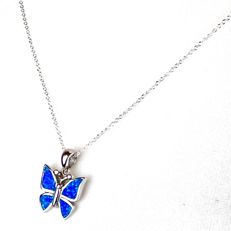 Blue Opal Butterfly Necklace Media 4 of 5