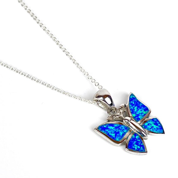 Blue Opal Butterfly Necklace Media 1 of 5
