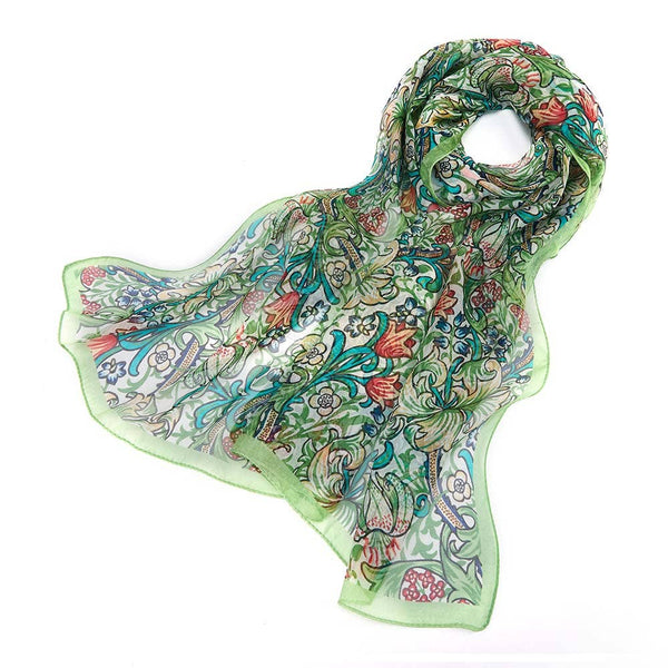  William Morris Golden Lily: 100% Pure Silk Scarf