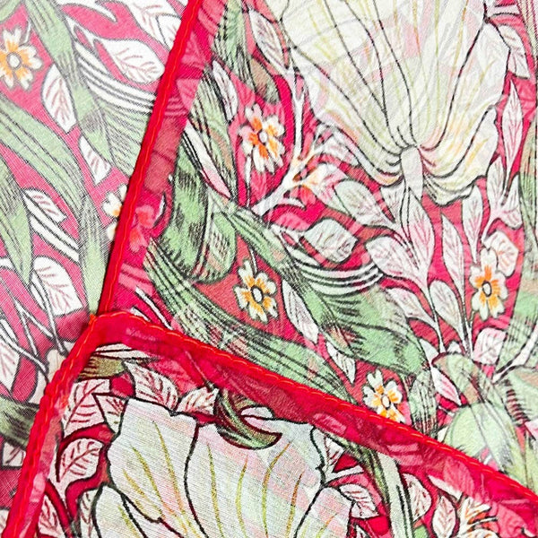 William Morris Pimpernel Thyme Red: 100% Pure Silk Scarf 2