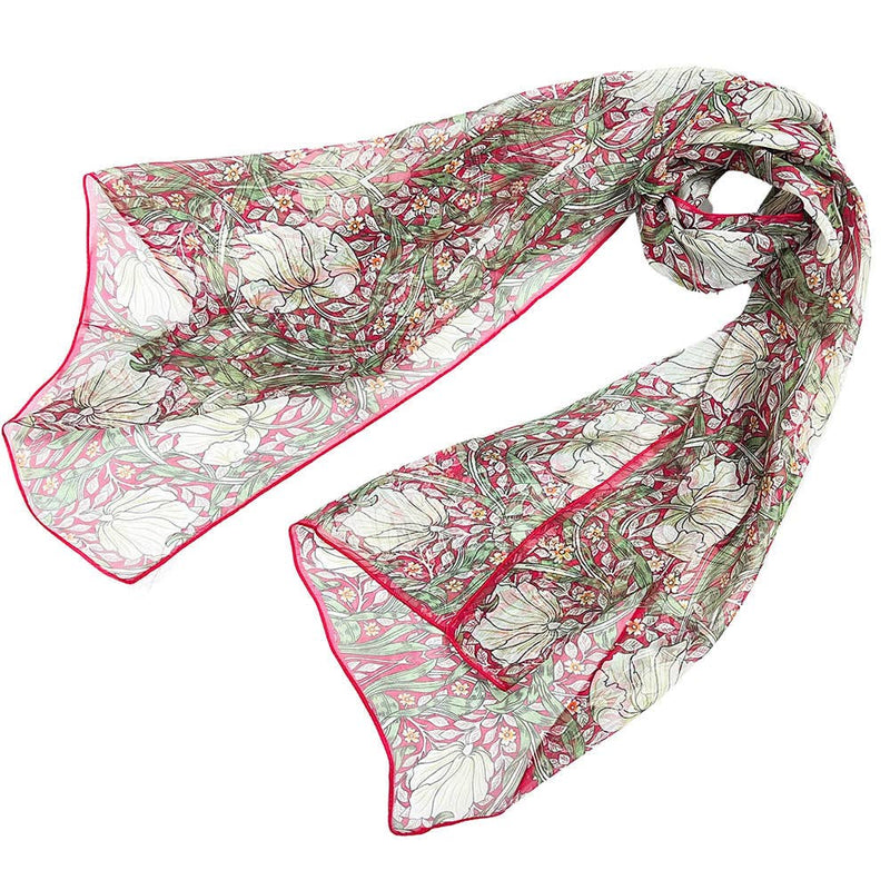 William Morris Pimpernel Thyme Red: 100% Pure Silk Scarf
