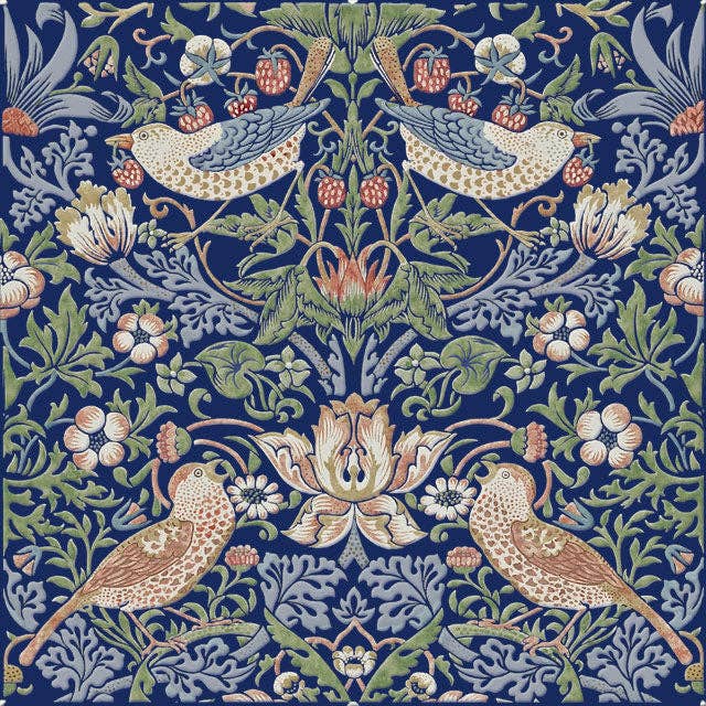 William Morris Strawberry Thief Blue: 100% Pure Silk Scarf 3