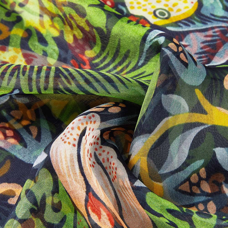 William Morris Strawberry Thief Blue: 100% Pure Silk Scarf 4