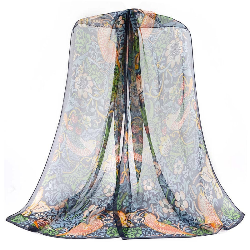 William Morris Strawberry Thief Blue: 100% Pure Silk Scarf 5