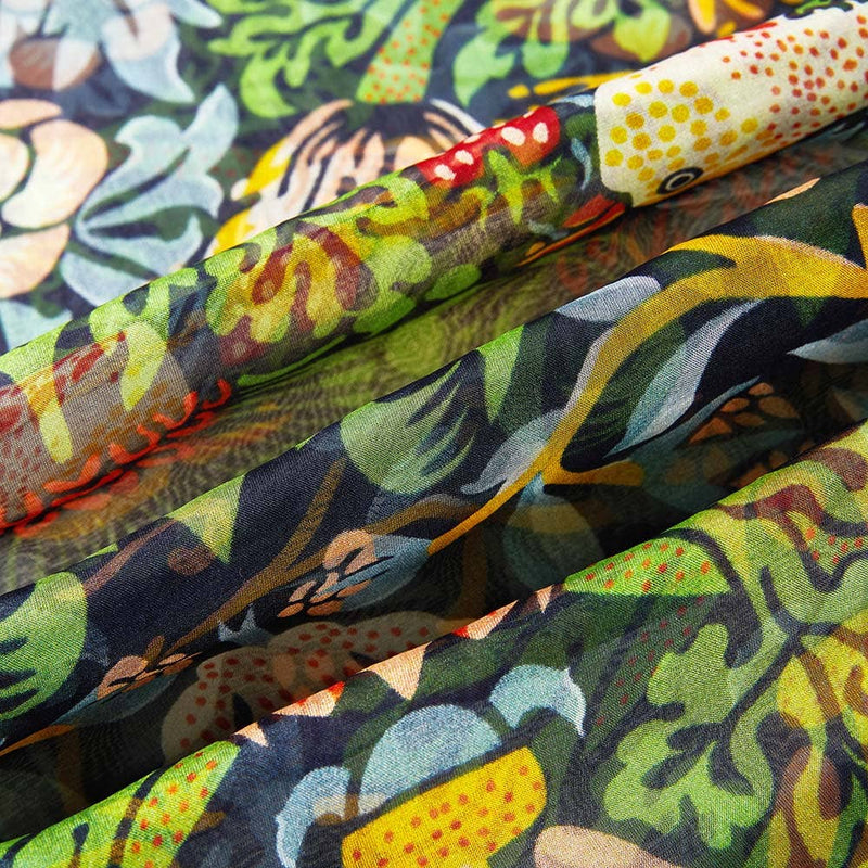 William Morris Strawberry Thief Blue: 100% Pure Silk Scarf 6