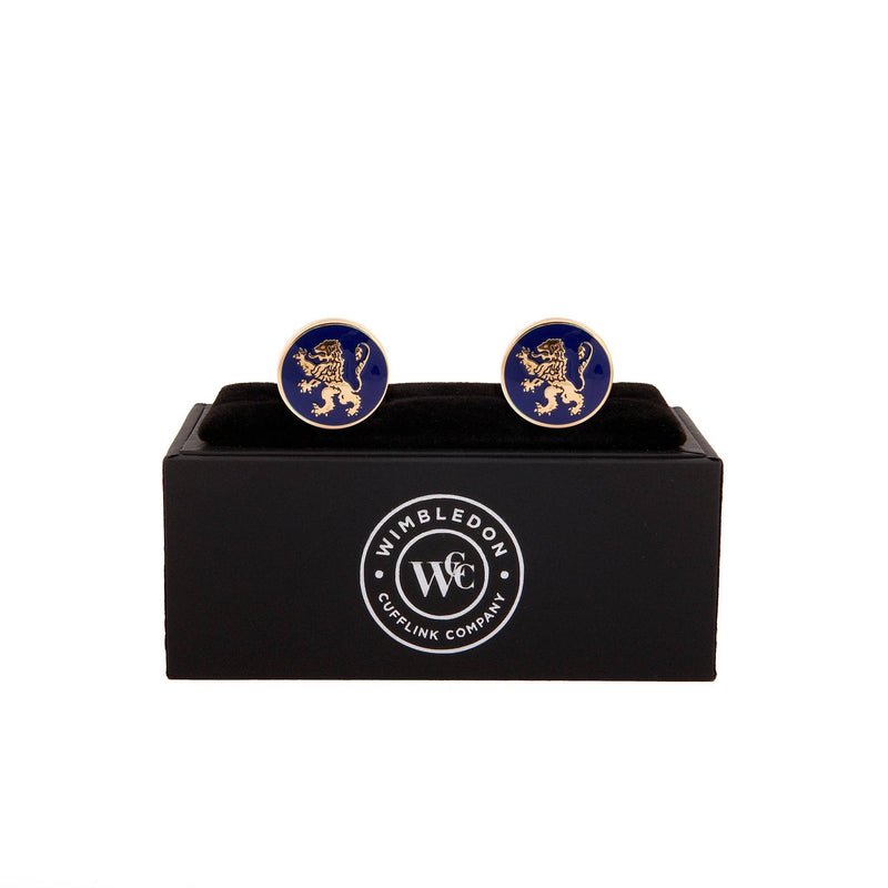 English Lion Gold Cufflinks displayed in premium presentation gift box.
