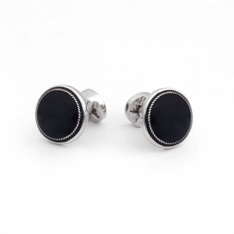 Close-up of Formal 925 Sterling Silver Cufflinks showcasing polished finish.