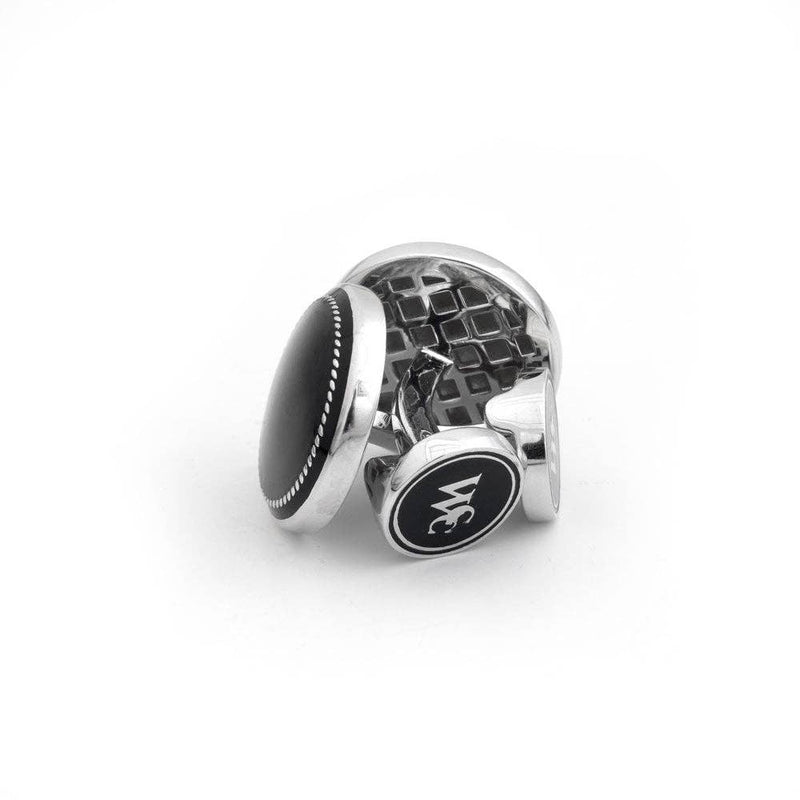 Side view of Formal 925 Sterling Silver Cufflinks highlighting craftsmanship.
