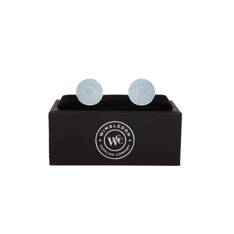 Gherkin Cufflinks displayed in premium presentation gift box.
