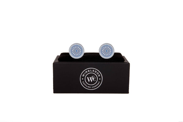 Rose of Notre Dame Silver Cufflinks displayed in premium presentation gift box.