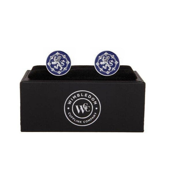 Scottish Lion Silver Cufflinks displayed in premium presentation gift box.
