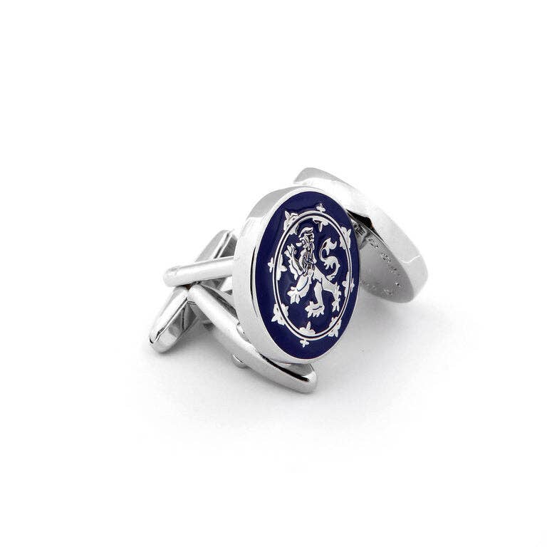 Side view of Scottish Lion Silver Cufflinks highlighting intricate craftsmanship.