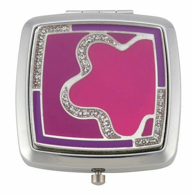 Compact Mirror Pink Square with Crystals