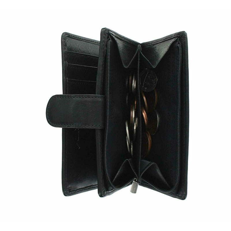 Tony Perotti Full Grain Leather Purse With Tab Closure (Black) - Simply Magnificent LTD