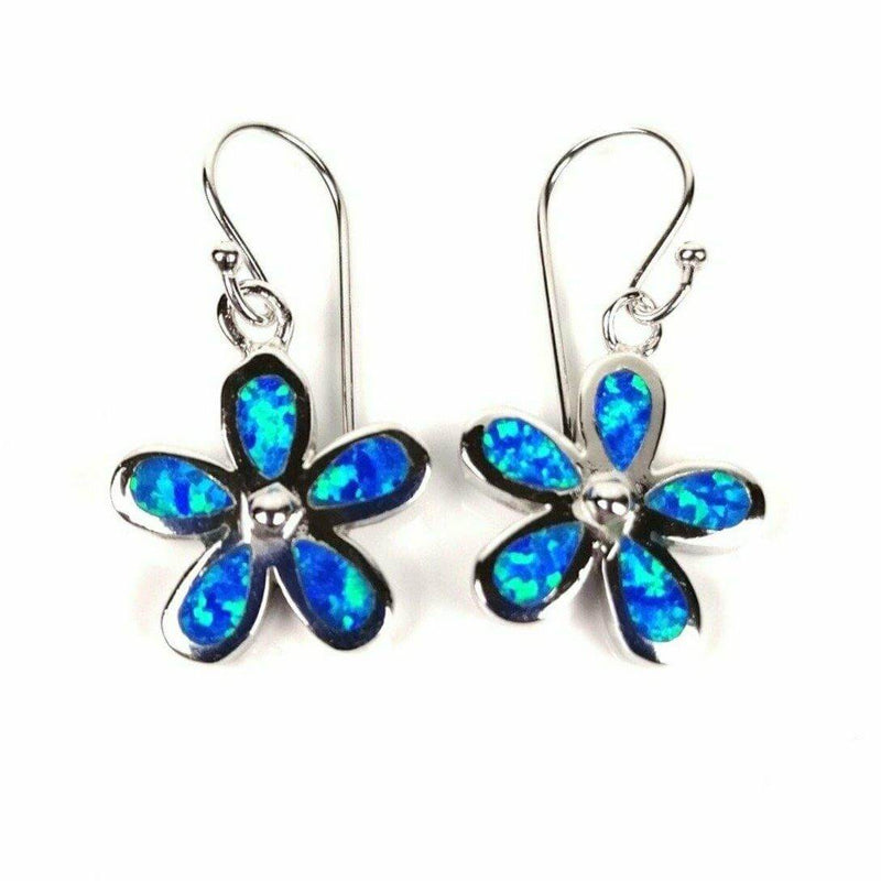 Blue Opal flower earrings