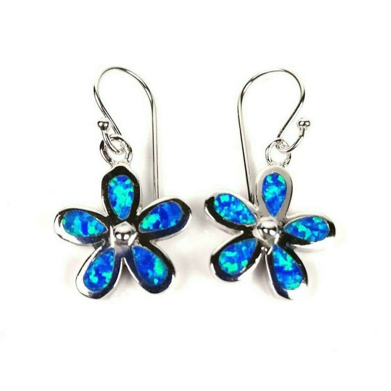 Blue Opal flower earrings