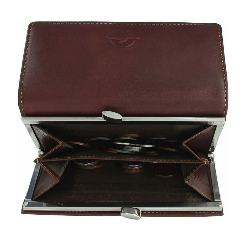 Tony Perotti Italian Leather Clip-Top Frame Purse