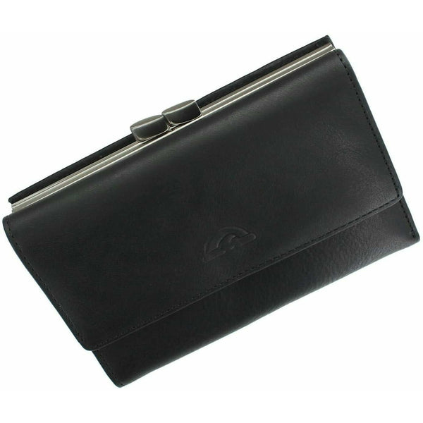 Tony Perotti Italian Leather Clip-Top Frame Purse (Black) - Simply Magnificent LTD