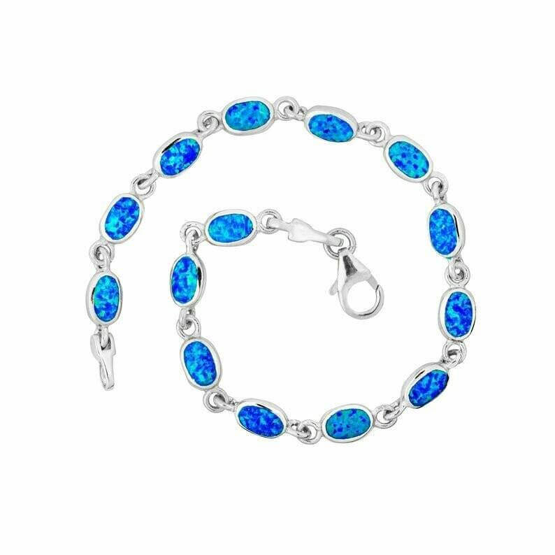 Blue Opal Oval Cabochon Bracelet