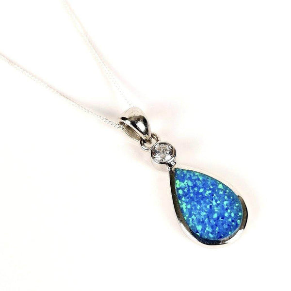 Blue Opal Teardrop Necklace - Simply Magnificent LTD