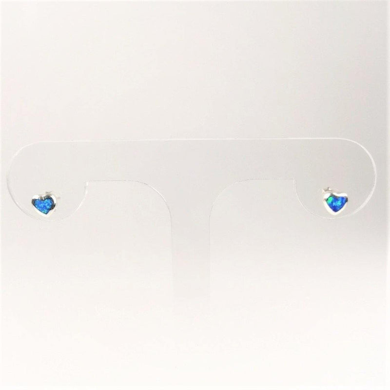 Blue Opal Heart Ear Studs on display