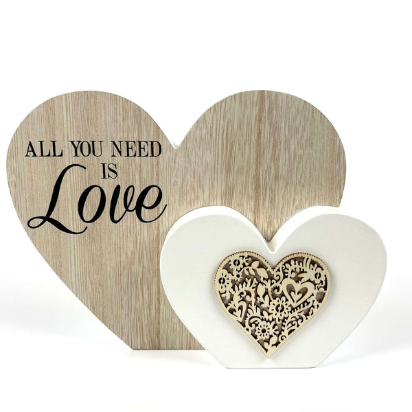 All you Need is Love Wooden Heart Plaque Media 1 of 4