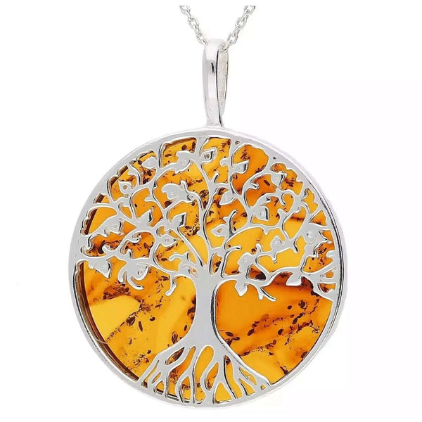 Amber Large Tree of Life Necklace