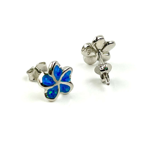 Blue Opal Flower Studs Media 2 of 5