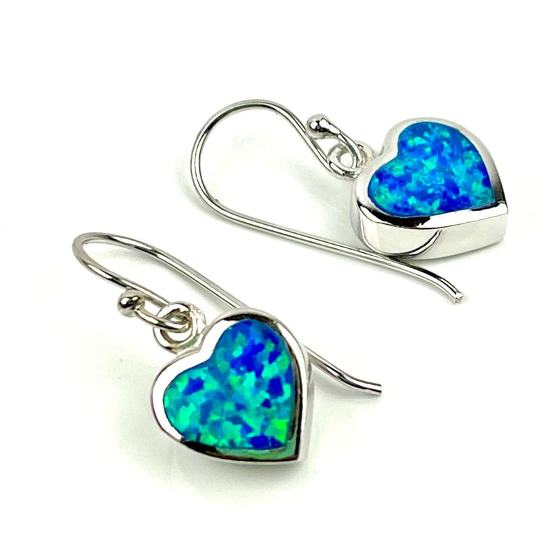 Blue Opal Heart Drop Earrings Media 1 of 4